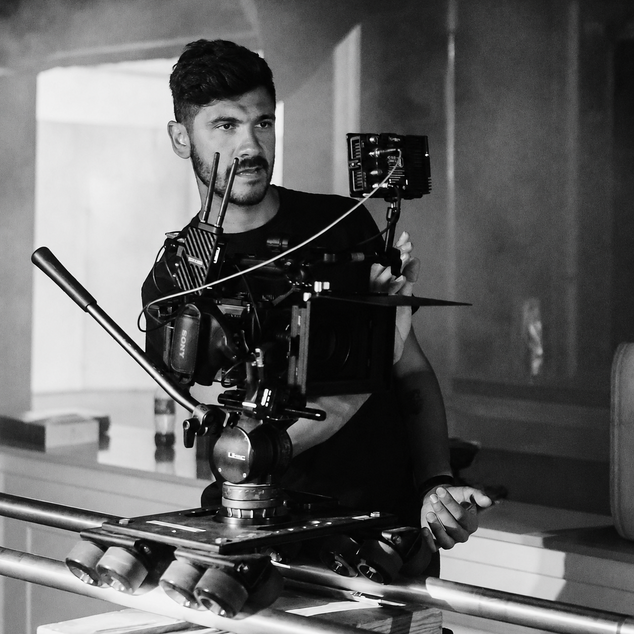Portrait of Victor Abela on set